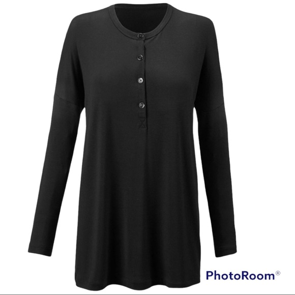 CAbi Tops - 🎃SOLD🎃 CAbi Henley Long Sleeve Shirt Tunic Top 3624 Large Black